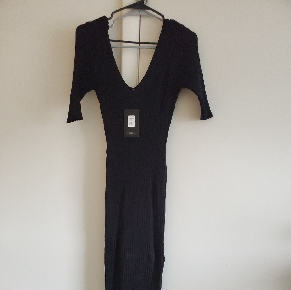 NWT Black Ribbed Sweater Dress STRETCHY